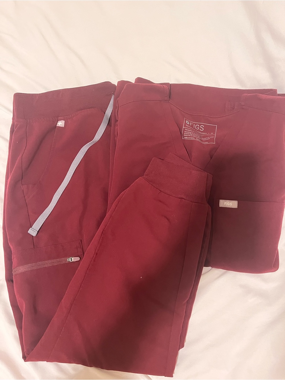 Figs Deep Burgundy Scrub Top & Jogger Pants
